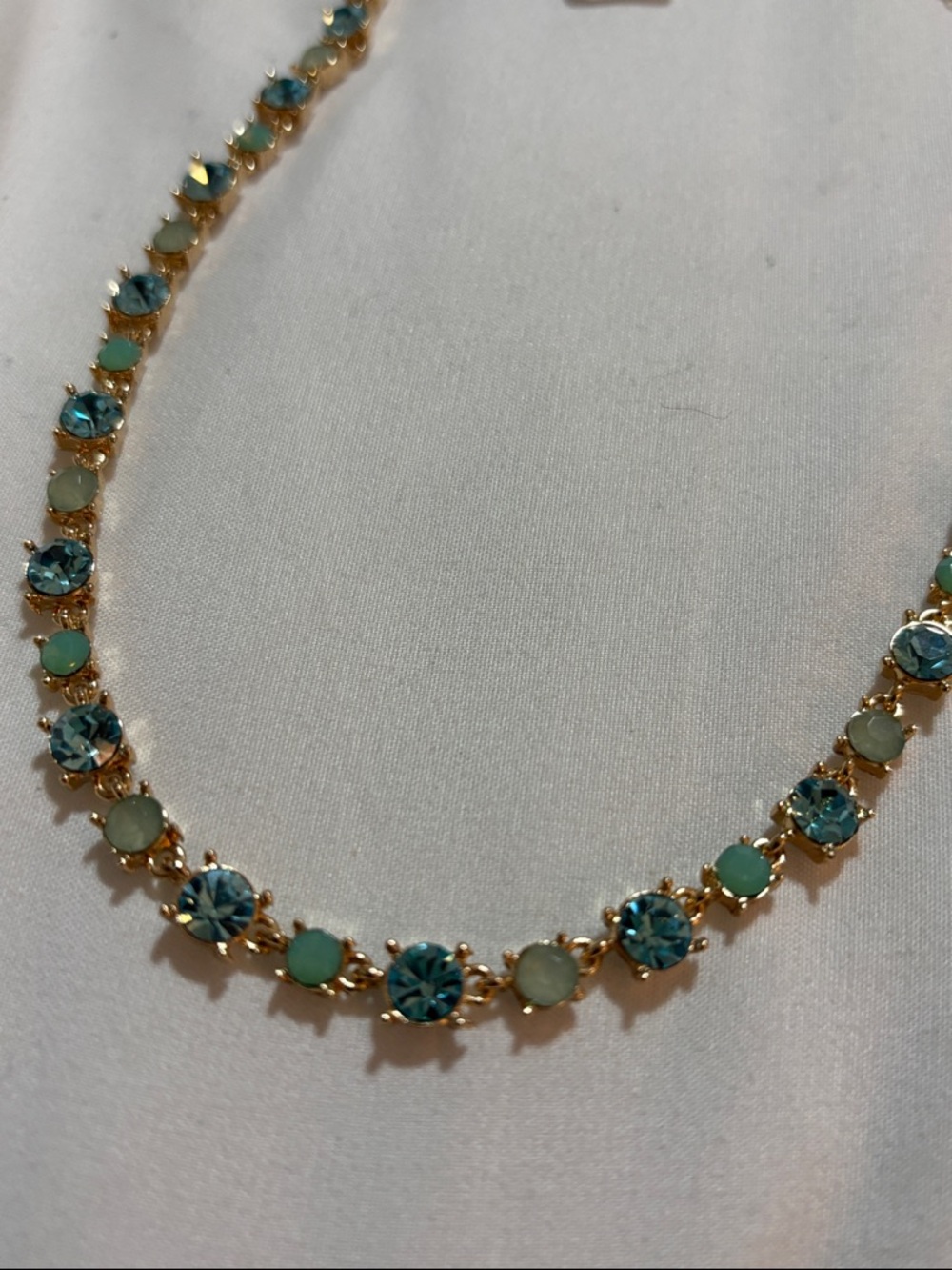 Gold-Tone Blue & Cream Crystal Necklace - Women Jewelry
